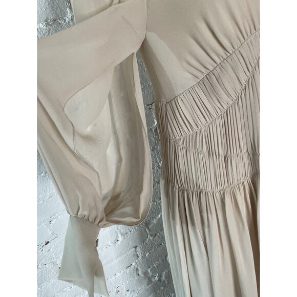 Couture Stella McCartney Carleigh Silk Georgette Maxi Dress Taupe 40 $2600 - Picture 10 of 12